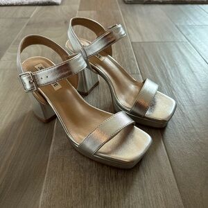 Silver Chunky Block Heel Size 7